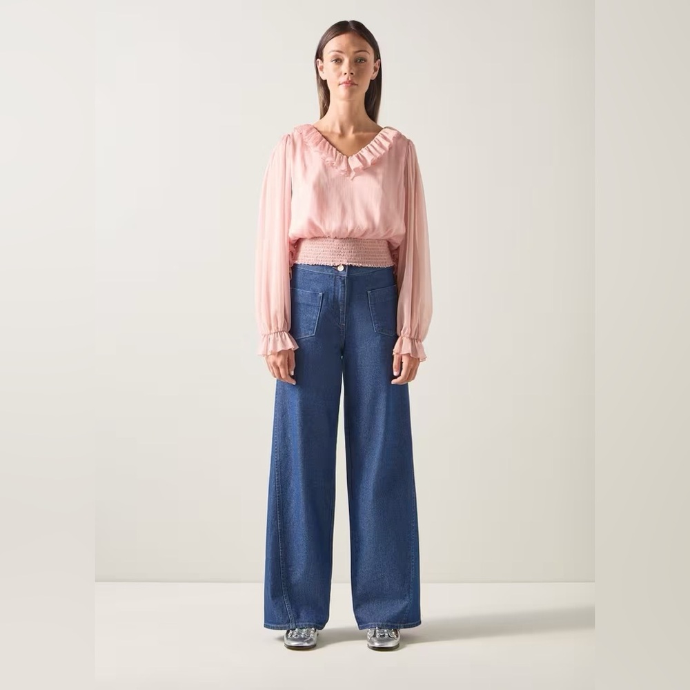 NWT LK Bennett Pip Dark wash wide leg jeans $170 - Picture 2 of 12